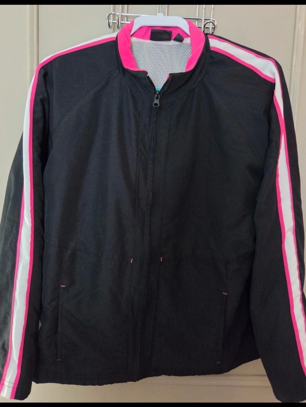 Tek Gear Color Block Track Jacket Black & Pink Large